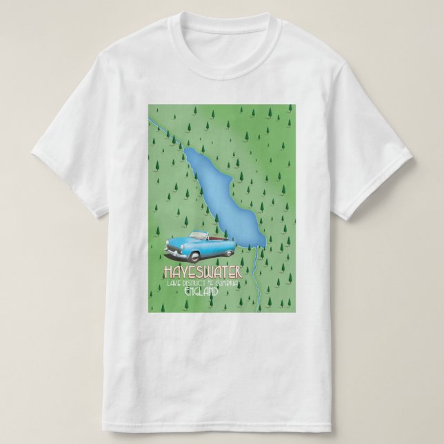 Reseaffisch för Hayeswater Sjö District karta T Shirt (Design framsida)