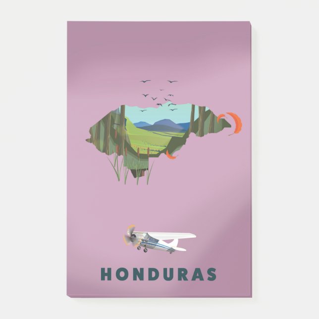 Reseaffisch för Honduras Illustras karta Post-it Block (Framsida)