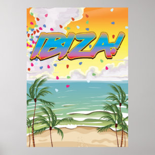 Reseaffisch för Ibiza-stranden Party Poster