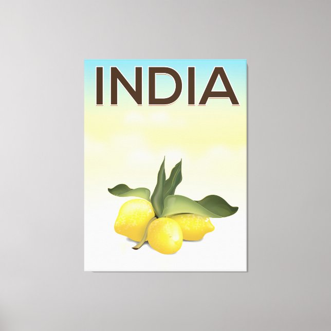 Reseaffisch för Indien Lemon Canvastryck (Framsida)