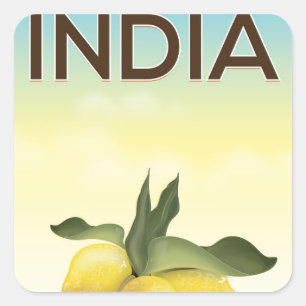 Reseaffisch för Indien Lemon Fyrkantigt Klistermärke