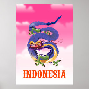 Reseaffisch för Indonesien Dragon retro Poster