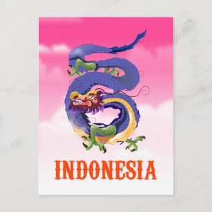 Reseaffisch för Indonesien Dragon retro Vykort