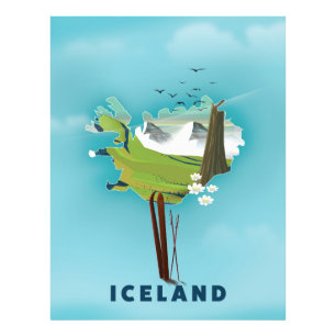 Reseaffisch för island Karta Illustration. Fototryck