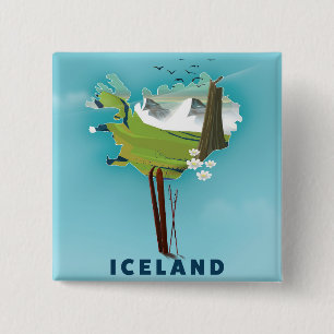 Reseaffisch för island Karta Illustration. Knapp