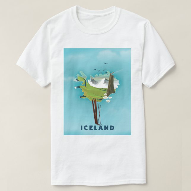 Reseaffisch för island Karta Illustration. T Shirt (Design framsida)