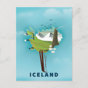 Reseaffisch för island Karta Illustration. Vykort