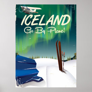 Reseaffisch för Island vintage flygplan Poster