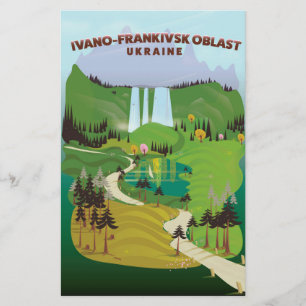 Reseaffisch för Ivano-Frankivsk Oblast Ukraina Brevpapper