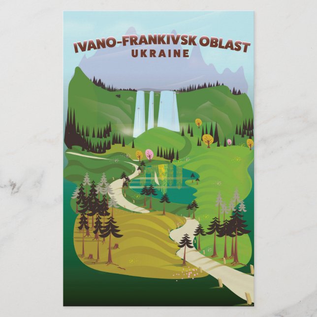 Reseaffisch för Ivano-Frankivsk Oblast Ukraina Brevpapper (Framsida)