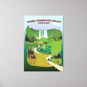 Reseaffisch för Ivano-Frankivsk Oblast Ukraina Canvastryck