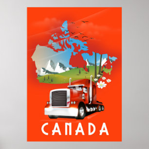 Reseaffisch för Kanada Lastbil karta Poster