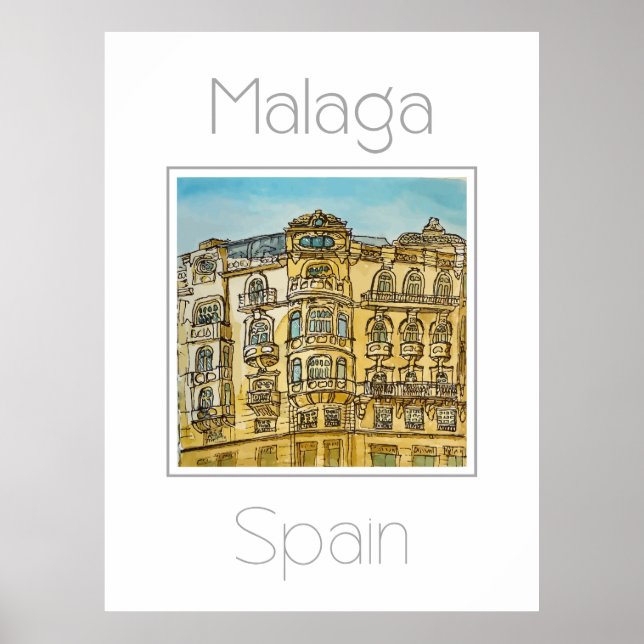 Reseaffisch för Malaga Spanien Poster (Framsidan)