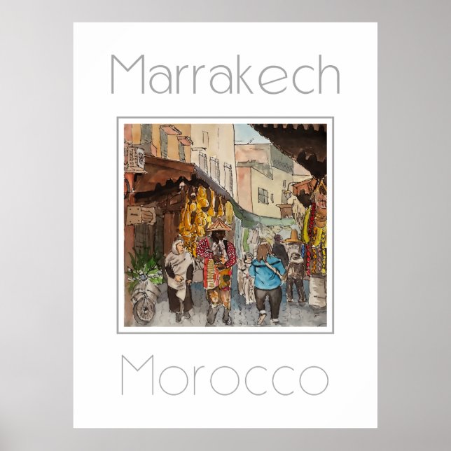 Reseaffisch för Marrakech Marocko Poster (Framsidan)