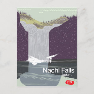 Reseaffisch för Nachi Falls Japan vintage stil Vykort