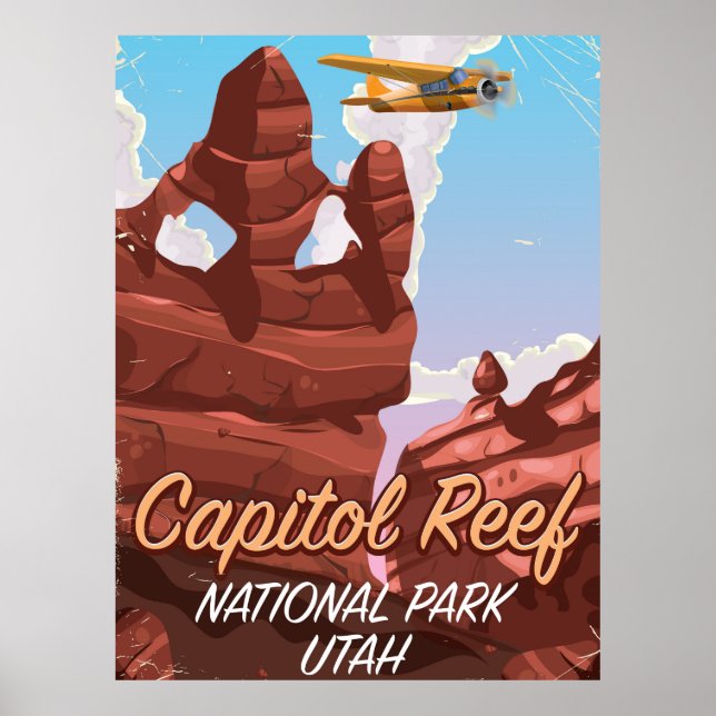 Reseaffisch för nationalparken Utah i huvudstad. Poster (Framsidan)