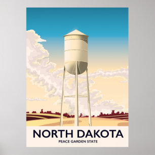 Reseaffisch för North Dakota Vatten Torn Poster