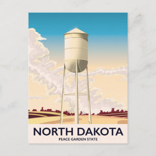 Reseaffisch för North Dakota Vatten Torn Vykort