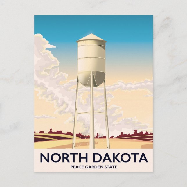 Reseaffisch för North Dakota Vatten Torn Vykort (Framsida)