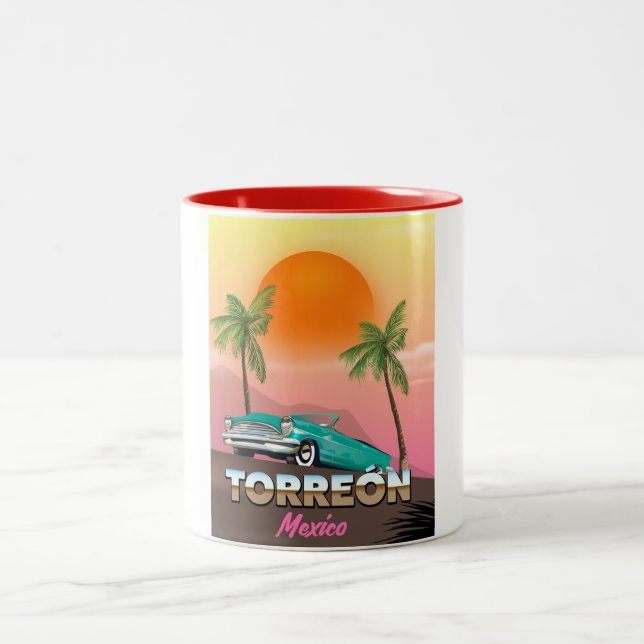 Reseaffisch för Oaxaca Mexiko Två-Tonad Mugg (Center)