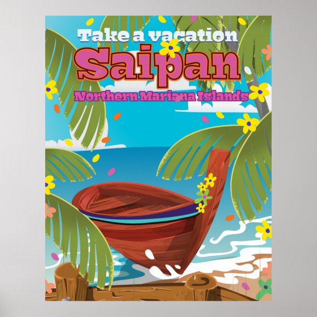 Reseaffisch för ön Saipan . Poster (Framsidan)