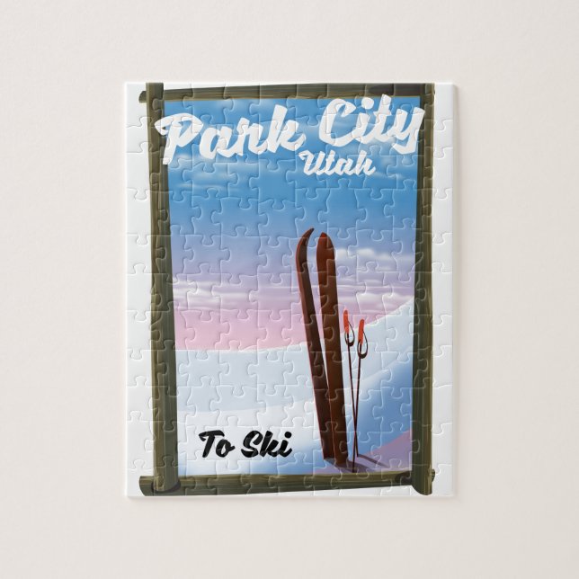 Reseaffisch för Park City Utah Ski Pussel (Vertikal)