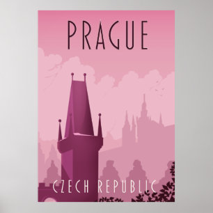 Reseaffisch för PragTjeckiska republiken vintage s Poster