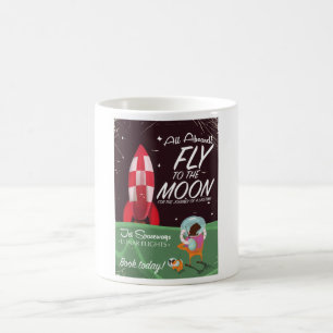 Reseaffisch för Retro Måne-tecknad Kaffemugg