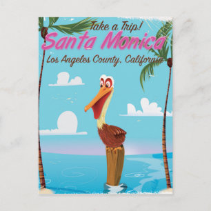 Reseaffisch för retro-Tecknaden i Santa Monica Vykort