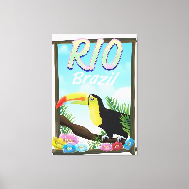 Reseaffisch för Rio Brasilien Toucan Canvastryck (Framsida)