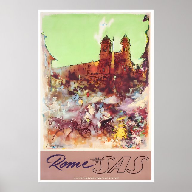 Reseaffisch för Rom Romersk konst SAS Flygplansaff Poster (Framsidan)