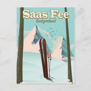 Reseaffisch för Saas Fee Ski Vykort