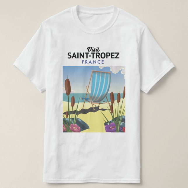 Reseaffisch för Saint-Tropez Frankrike T Shirt (Design framsida)