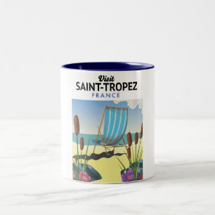 Reseaffisch för Saint-Tropez Frankrike Två-Tonad Mugg