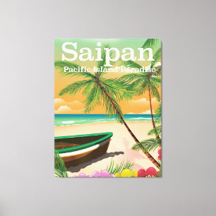 Reseaffisch för Saipan vintage stil Canvastryck