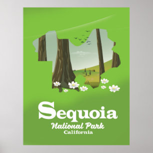 Reseaffisch för Sequoia National Park karta Poster