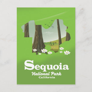 Reseaffisch för Sequoia National Park karta Vykort