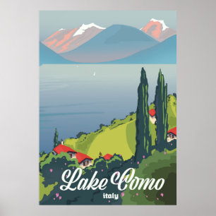 Reseaffisch för Sjö Como Italien vintage stil Poster
