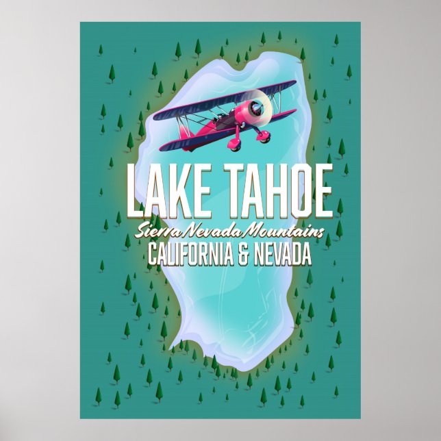 Reseaffisch för sjö Tahoe karta Poster (Framsidan)