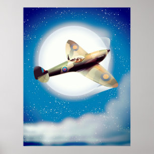 Reseaffisch för Spitfire-flygplan Poster
