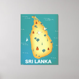 Reseaffisch för Sri Lanka karta Canvastryck