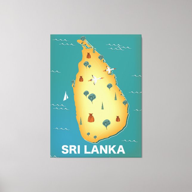 Reseaffisch för Sri Lanka karta Canvastryck (Framsida)
