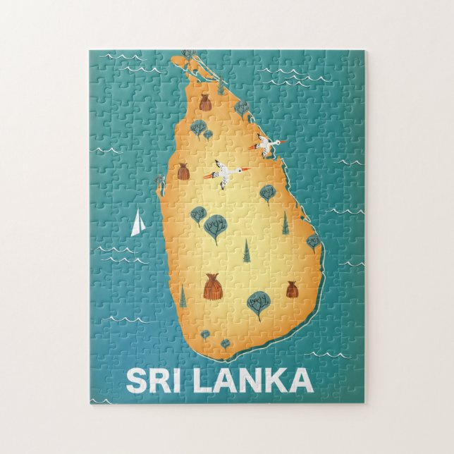 Reseaffisch för Sri Lanka karta Pussel (Vertikal)