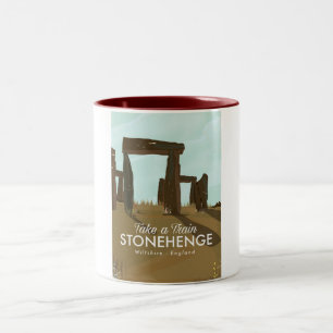 Reseaffisch för Stonehenge Wiltshire Tåg Två-Tonad Mugg
