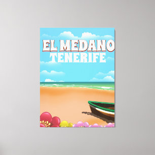 Reseaffisch för stranden i El Medano Tenerife Canvastryck