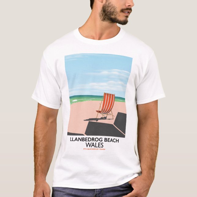 Reseaffisch för stranden i Wales, Llanbedrog T Shirt (Framsida)