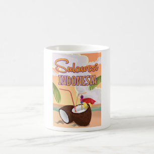 Reseaffisch för Sulawesi Indonesia vintage stil Kaffemugg
