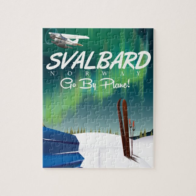 reseaffisch för Svalbard Norge Northern ljus Pussel (Vertikal)