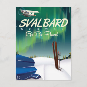reseaffisch för Svalbard Norge Northern ljus Vykort