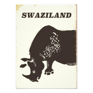 Reseaffisch för Swaziland Rhino vintage stil Fototryck